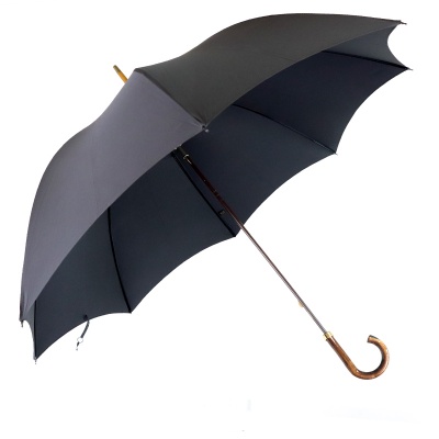 Fox Umbrellas GT18 Cow Horn Crook-Handle Black Umbrella